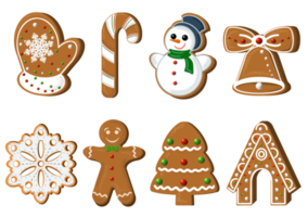 Set of gingerbread cookie.  PNG illustration with transparent background .