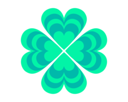 trèfle à quatre feuilles en couches de coeurs verts png