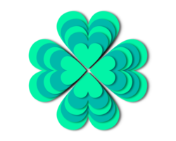 Layered Four Leaf Clover Green Hearts png