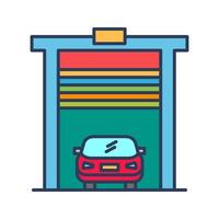 coche en icono de vector de garaje