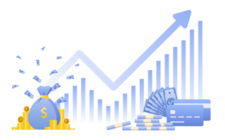 concept de gestion financière et investissement, conception plate de paiement et de financement avec des pièces de monnaie ou une pile de pièces. png