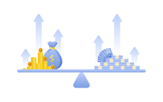 concept de gestion financière et investissement, conception plate de paiement et de financement avec des pièces de monnaie ou une pile de pièces. png