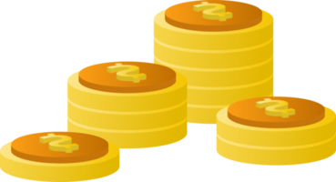 Flat design of payment and finance with pile coins, coin stack, money coin and gold coin. png