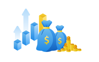 concept de gestion financière et investissement, conception plate de paiement et de financement avec des pièces de monnaie ou une pile de pièces. png