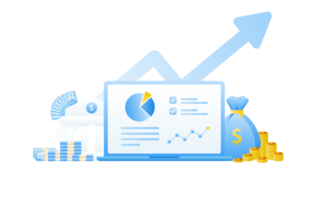 finanziario gestione concetto e investimento, piatto design di pagamento e finanza con mucchio monete o pila di monete. png