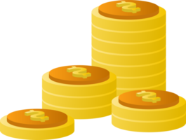 platt design av betalning och finansiera med lugg mynt, mynt stack, pengar mynt och guld mynt. png