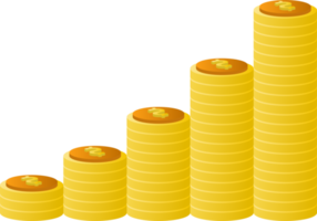 conception à plat du paiement et de la finance avec des pièces de pile, une pile de pièces, une pièce d'argent et une pièce d'or. png