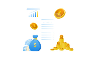 Financial management concept and investment, Flat design of payment and finance with pile coins or stack of coins. png