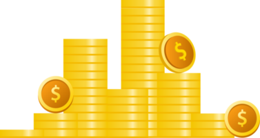 Flat design of payment and finance with pile coins, coin stack, money coin and gold coin. png