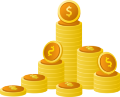 Flat design of payment and finance with pile coins, coin stack, money coin and gold coin. png