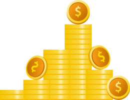 Flat design of payment and finance with pile coins, coin stack, money coin and gold coin. png