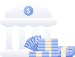 Flat design of payment and finance with Banknote, bank and note, money and bank. png