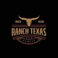 Vintage Retro Texas Longhorn, Western State Bull Cow Vintage Label Logo Design Emblem Label Logo Design Vector