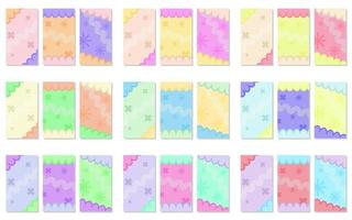 twenty seven sets of abstract portrait background with flowers and wavy lines. simple, flat and colorful. used for wallpaper, backdrop,  copy space and poster vector