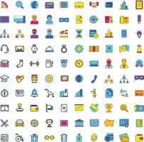 Set of colorful flat icons, for web, internet, mobile apps, icons design, business, finance, shopping, communication, computer, media, travel. flat icon designs, long shadow icons, outline icons. vector