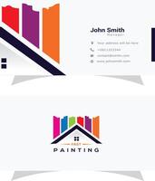 House painting service and repair multicolor icon. Vector logo, label, emblem design. Concept for home decoration, building, house construction and staining.