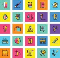 Set of colorful flat icons, for web, internet, mobile apps, icons design, business, finance, shopping, communication, computer, media, travel. flat icon designs, long shadow icons, outline icons. vector