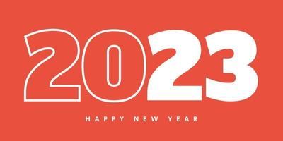 Trendy and modern design of New Year 2023 banner, flyer, greeting card and media post template. In red and white colors. vector