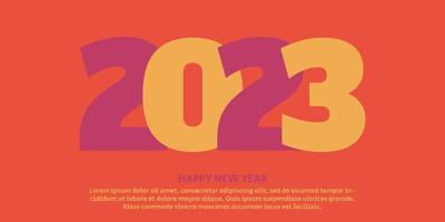 Festive New Year 2023 celebration with 2023 numbers. Trendy and modern design of New Year 2023 banner, flyer, greeting card and media post template. In red, yellow colors and text. vector