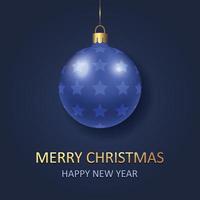 Merry Christmas and Happy New Yer card with Christmas balls vector