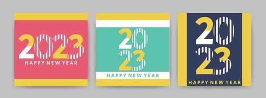 Creative concept of 2023 Happy New Year posters set. Vector