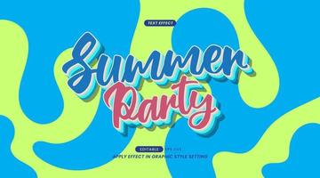 Editable Text Effect - Summer Party Slogan on Abstract Art Background vector