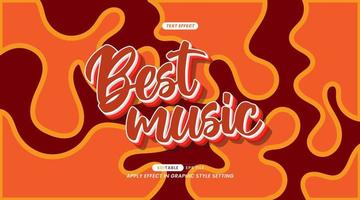 Editable Text Effect - Best Music Slogan with Abstract Summer Art Background vector