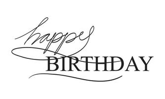 Happy Birthday phrase. simple text hand lettering calligraphy. use for Greeting Card.  isolated on white background. vector illustration