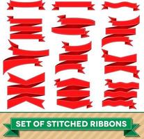 Set of colorful bent ribbons with seam vector