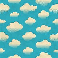 Vintage aged seamless pattern with big clouds in the sky vector