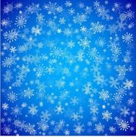 fondo azul de navidad con diferentes copos de nieve cayendo vector