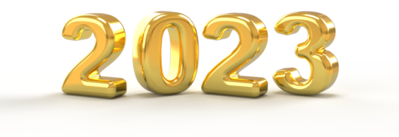 2023 or argent métallisé 3d pop out texte numéros png