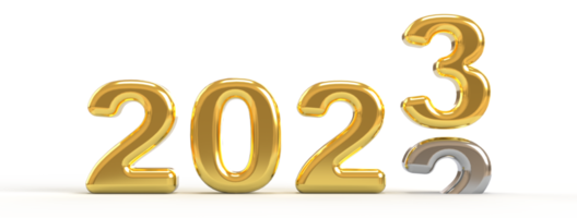 2023 Gold Silver Metallic 3D Pop out numbers text png