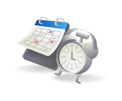 Flat isometric 3d illustration concept of making plan with calendar and alarm clock