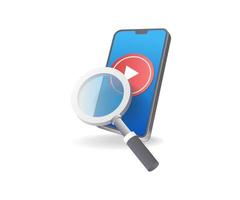 Flat isometric 3d illustration concept of searching video on smartphone vector