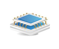 Flat isometric 3d illustration of computer network processor chip concept
