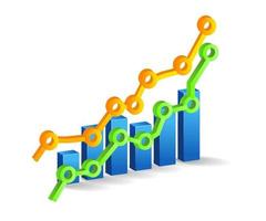 Flat isometric 3d illustration business analyst bar chart concept vector