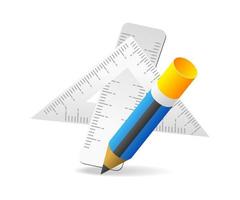 Flat isometric 3d illustration ruler and pencil target concept vector
