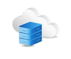 Flat isometric 3d illustration of cloud server concept vector