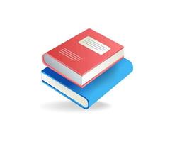 Flat isometric 3d illustration stack of textbooks concept vector