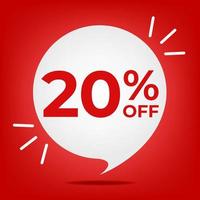 20 off. Banner with twenty percent discount. White bubble on a red background vector. vector