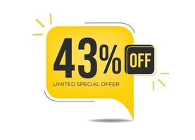 44 off limited special offer. Banner with forty-four percent discount on a yellow square balloon. vector