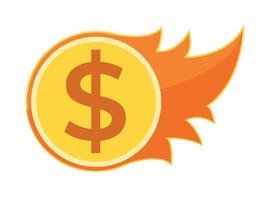 Flaming coin. Money illustration. vector