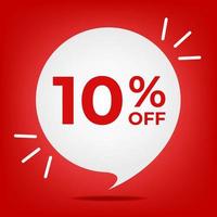 10 off. Banner with ten percent discount. White bubble on a red background vector. vector