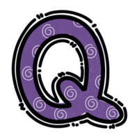 q alphabet buchstabe png, niedliches design in lila farbe png