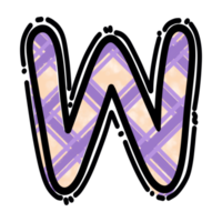 W alphabet letter png, plaid pattern graphic png