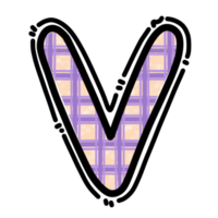 V alphabet letter png, plaid pattern graphic png