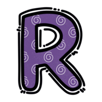 r alphabetbuchstabe png, niedliches design in lila farbe png