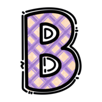 B alphabet letter png, plaid pattern graphic png