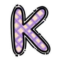 K alphabet letter png, plaid pattern graphic png